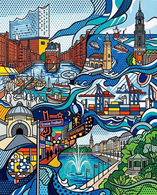 Hamburg im Stil von Lichtenstein