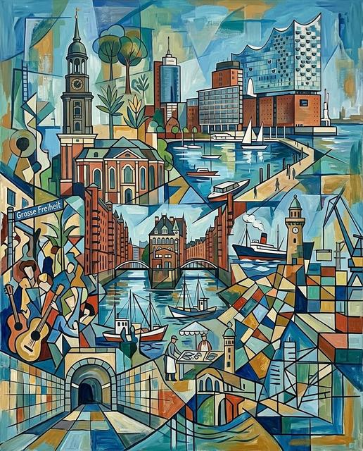 Hamburg im Stil von Picasso