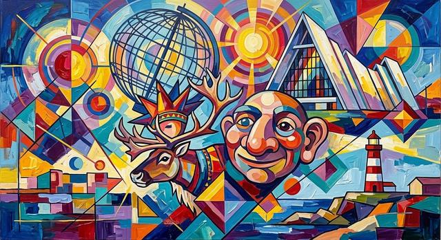 Nordkap im Stil von Kandinsky