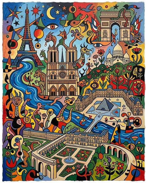 Paris im Stil von Miró